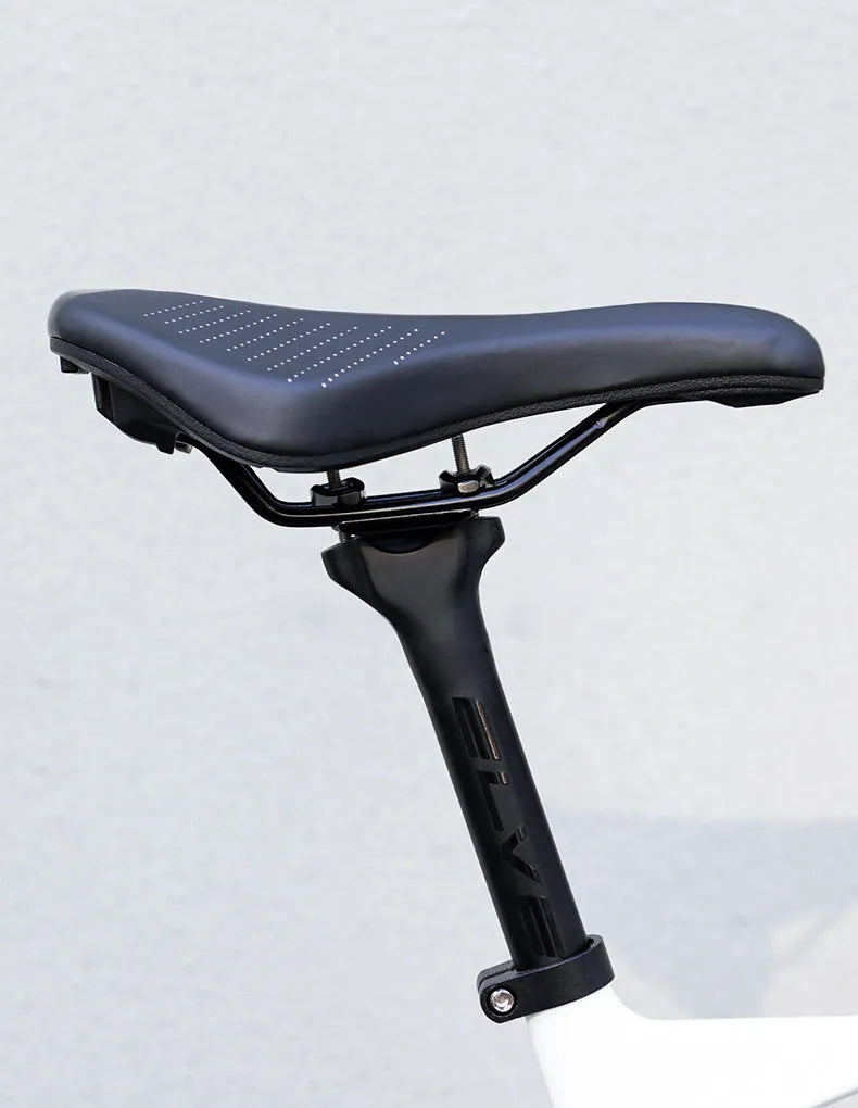 Medium size mountain bike seat cushion in black or pink colour options on bicycle saddle