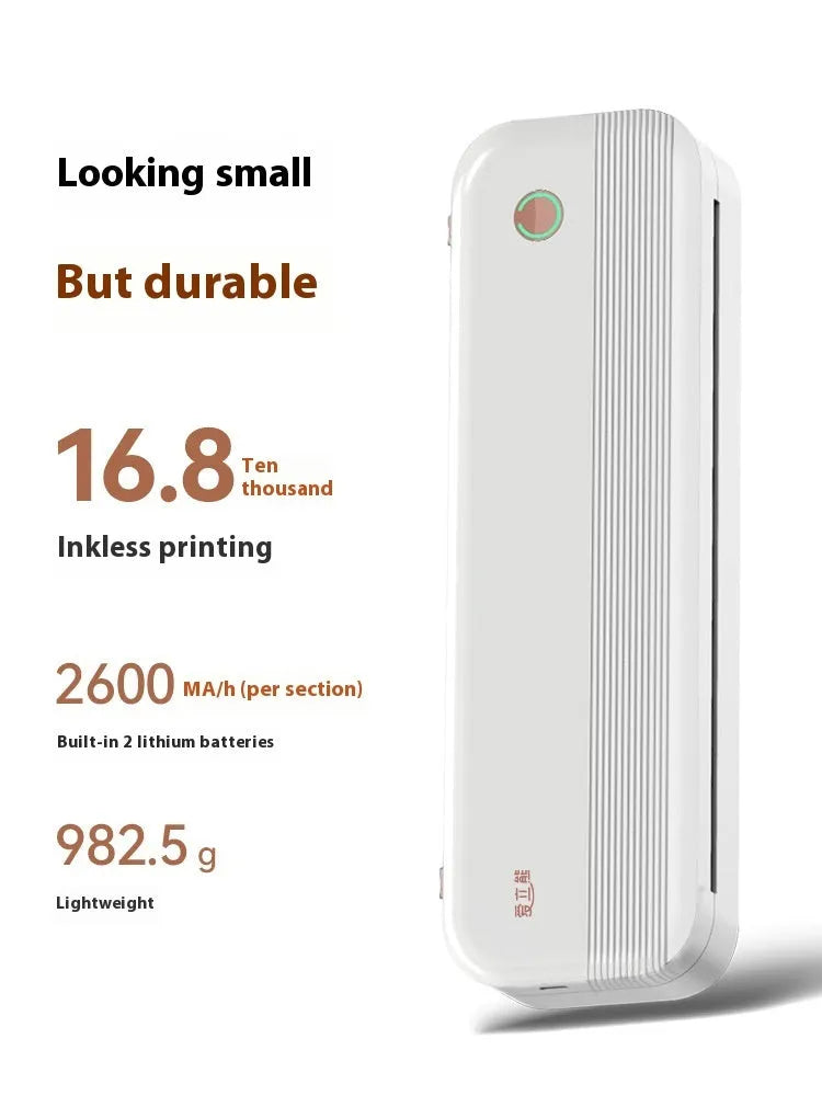 Ailixiong P40 small portable thermal printer in white or Tiffany blue on a desk.