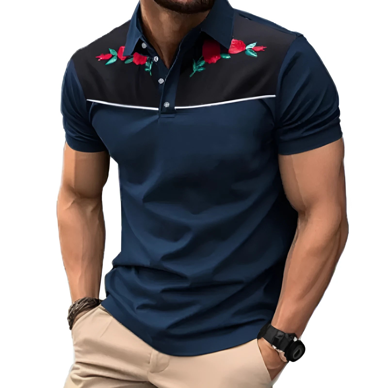 Men's short sleeve mesh polo shirt with zipper detail on front, shown in picture colour.