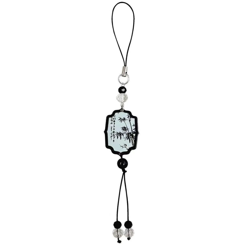Guofeng Chinese-style botanical bead keychain with floral patterns and baked varnish finish