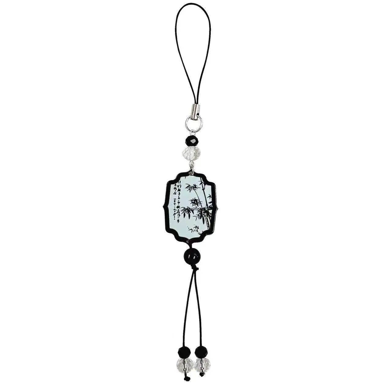 Guofeng Chinese-style botanical bead keychain with floral patterns and baked varnish finish