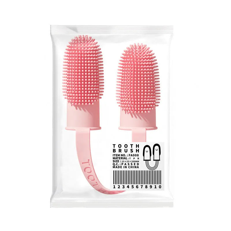 Pet tooth cleaning finger set with double finger toothbrush design in TPR material