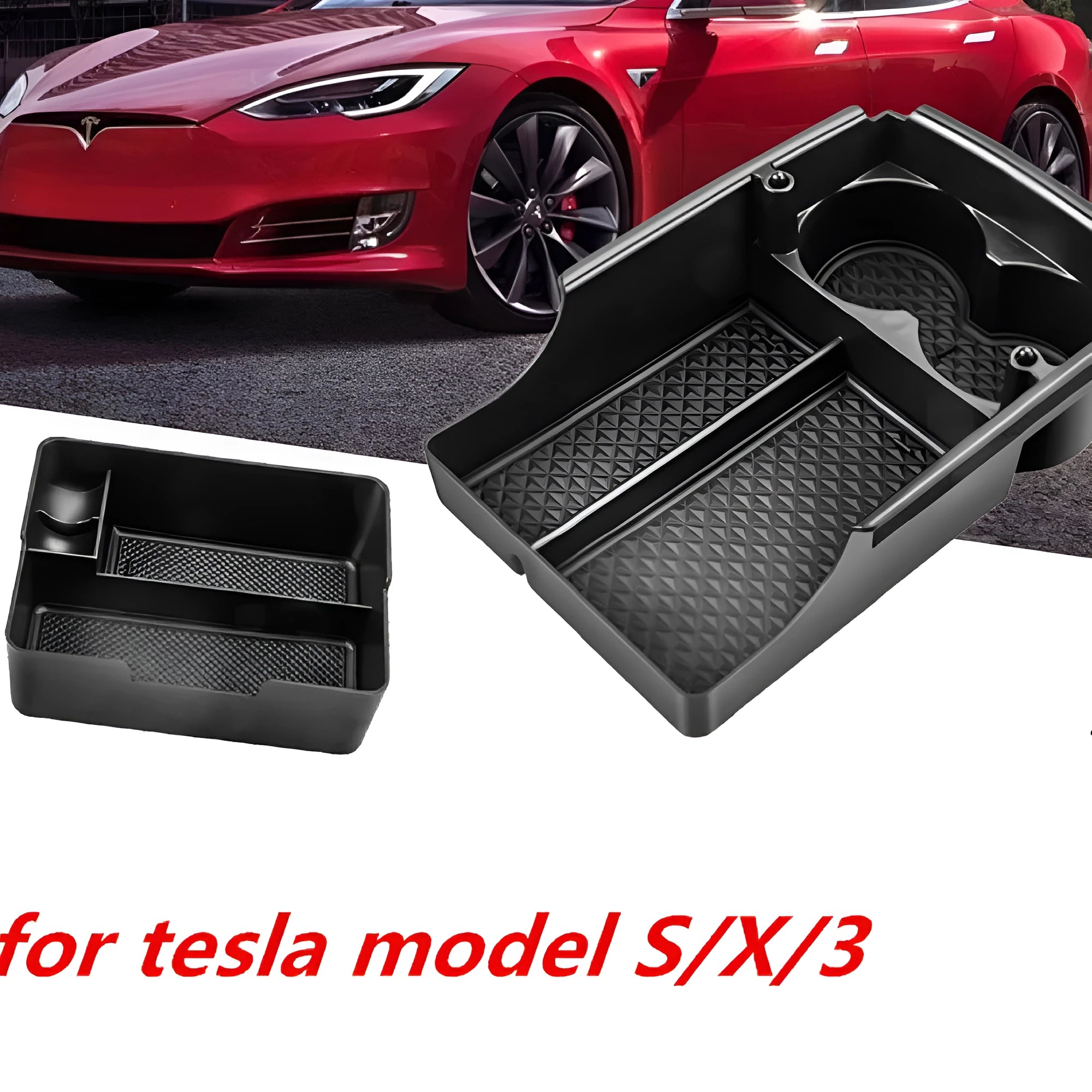 Tesla Model storage box retrofit for central control armrest organisation plastic accessory