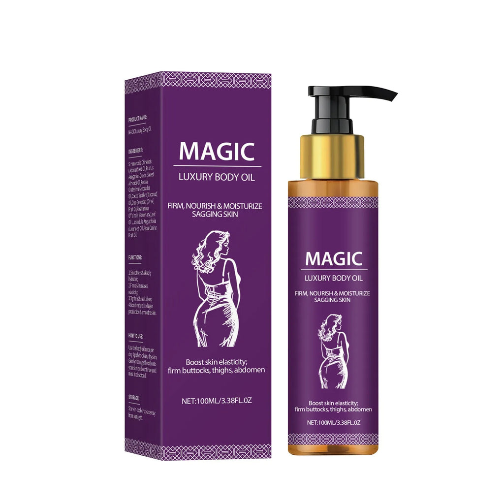 100ml bottle of body soothing treatment oil containing jojoba, camellia and sweet almond oils.