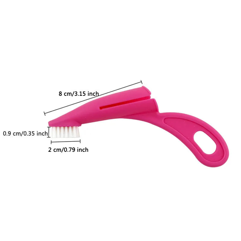 Red and white pet finger toothbrush for dogs and cats with silicone bristles and finger-sleeve design