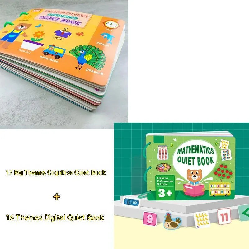 Montessori quiet book material package 28.5x21cm with cognitive and digital theme options for ages 3 to 9