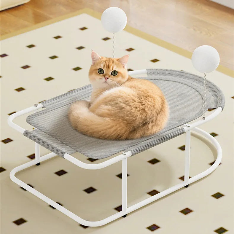 A large gray fabric pet kennel with a breathable design and sturdy bracket frame, shown on a wooden floor.
