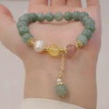 Han style jade beaded bracelet with geometric shapes and pearl accents