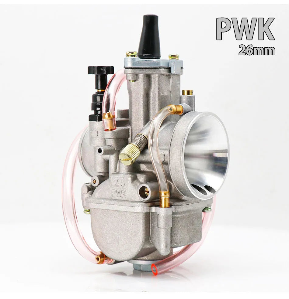 PWK sandblasted motorcycle carburetor kit in colour box packaging for engine tuning.