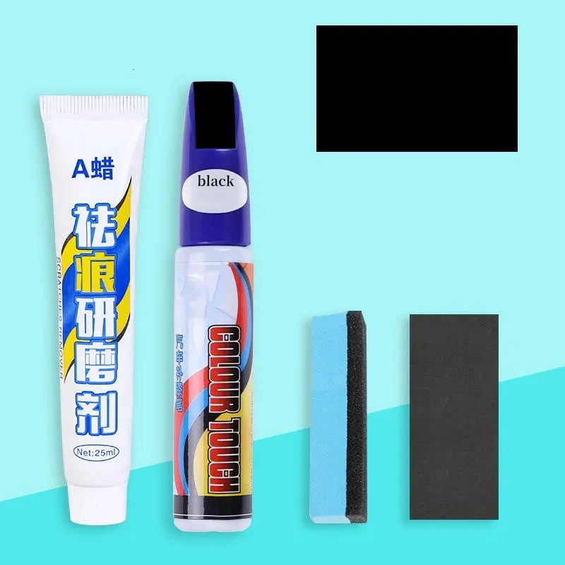 Automotive paint repair kit with touch-up pen, Scratch A wax, sponge, and sandpaper for car scratch repair