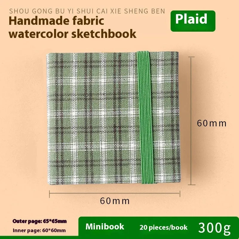 Feiluniao handmade fabric watercolour notebook with cotton paper, 185mm long, shown in a cover design option.