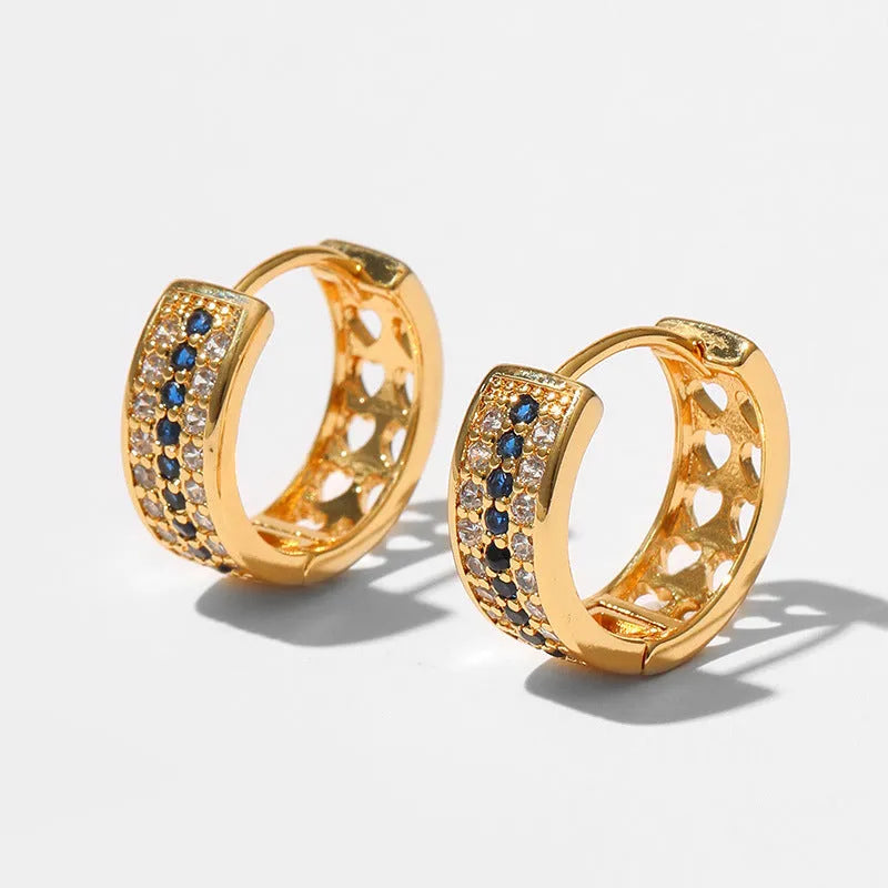 Women's round geometric earrings in KE1268 colour with copper construction and gold electroplating