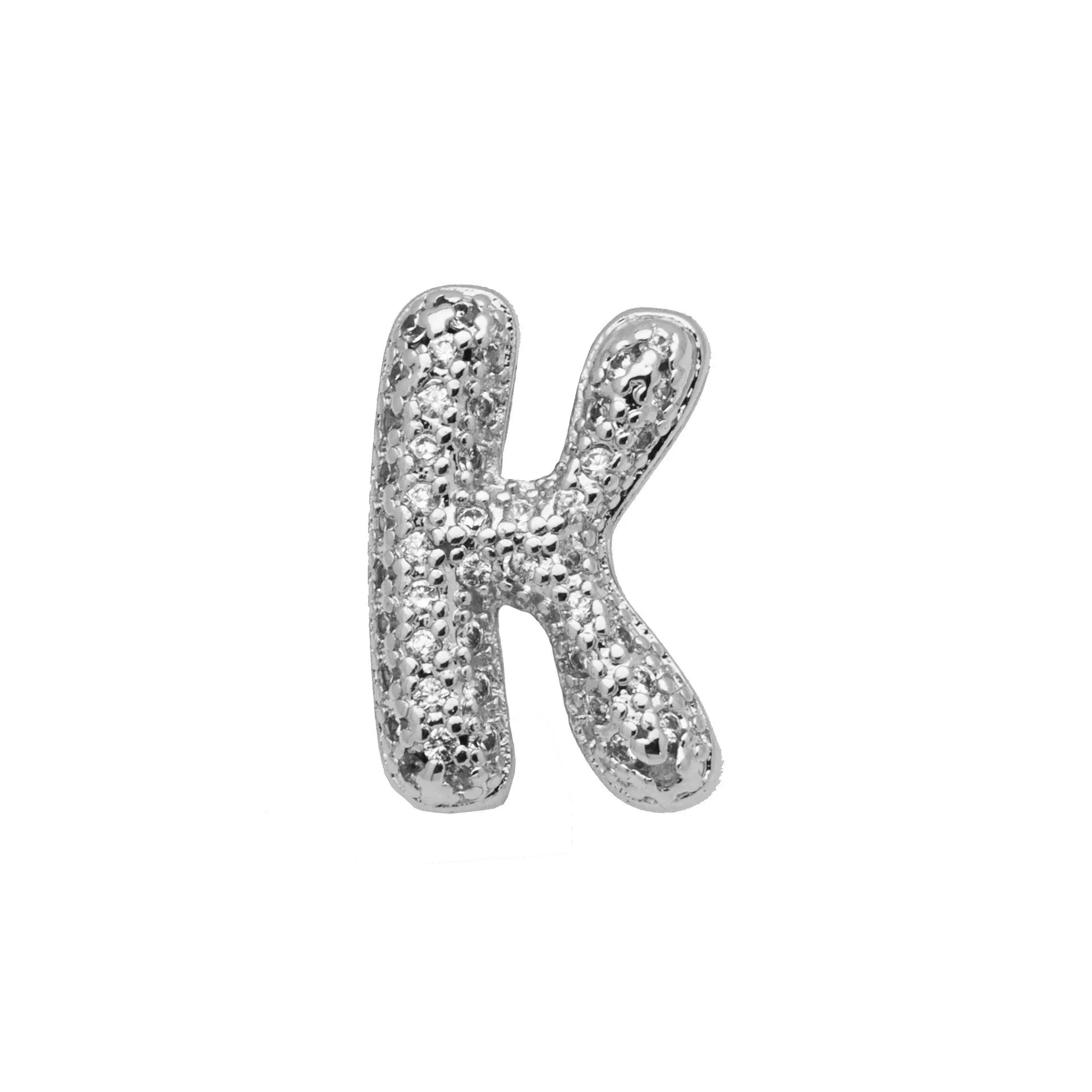 Copper letter bracelet with zirconium inlay showing detailed English character modelling in gold finish