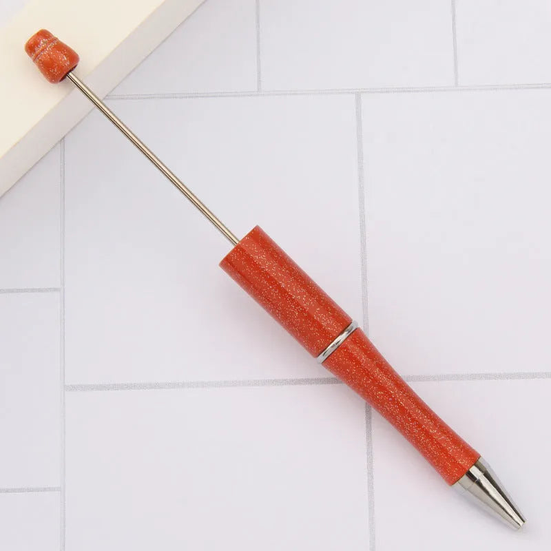 Creative plastic beaded ballpoint pen with spinning chain in multiple colour options