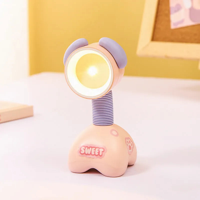 DIY cartoon character small night lamp with adjustable magnetic head in bear design on desk