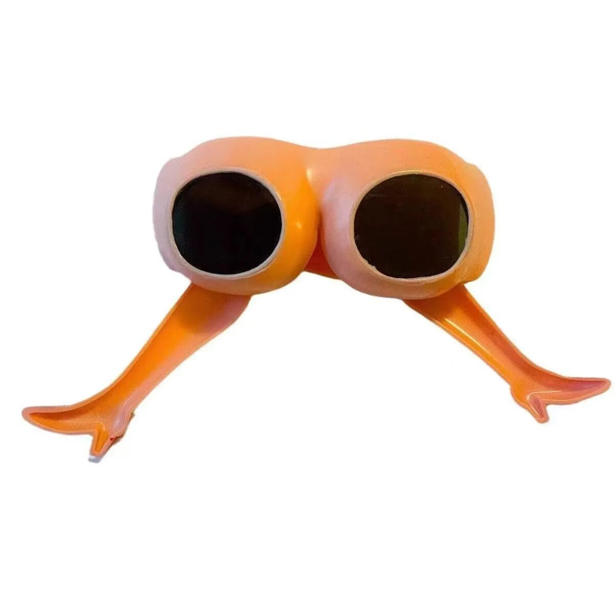 Oversized orange plastic sunglasses with a novel leg and hip personality design.