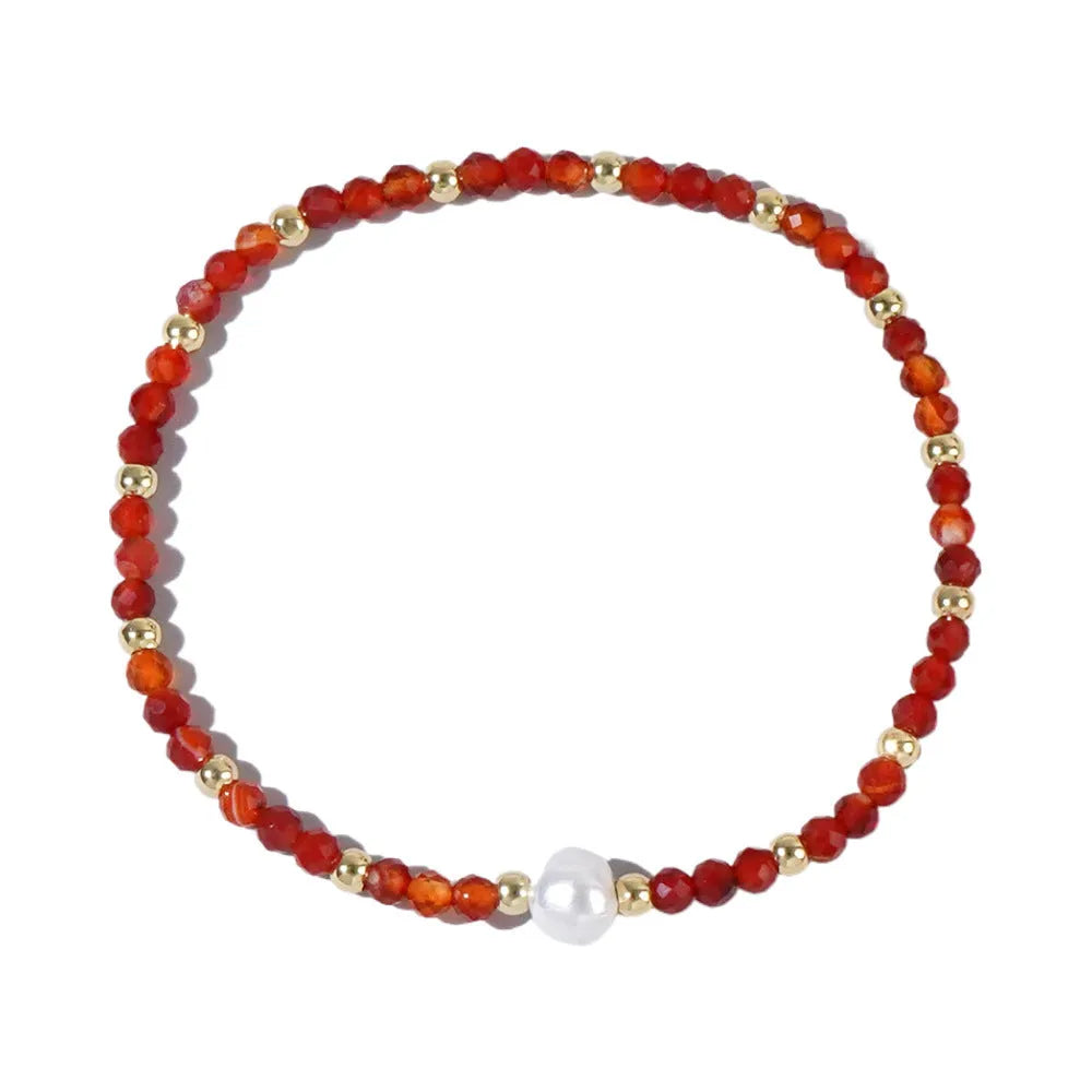 Natural stone geometric bracelet with elliptical elements showing colour variations BB24071801A to O