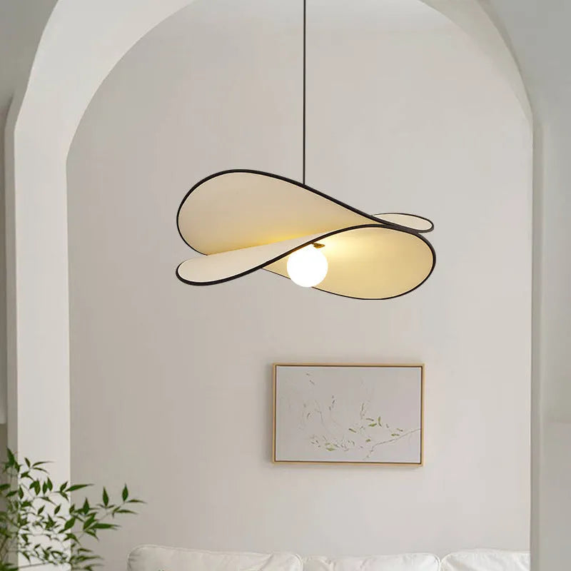 French style artistic chandelier pendant light with fabric potato chips shade for bedroom ceiling