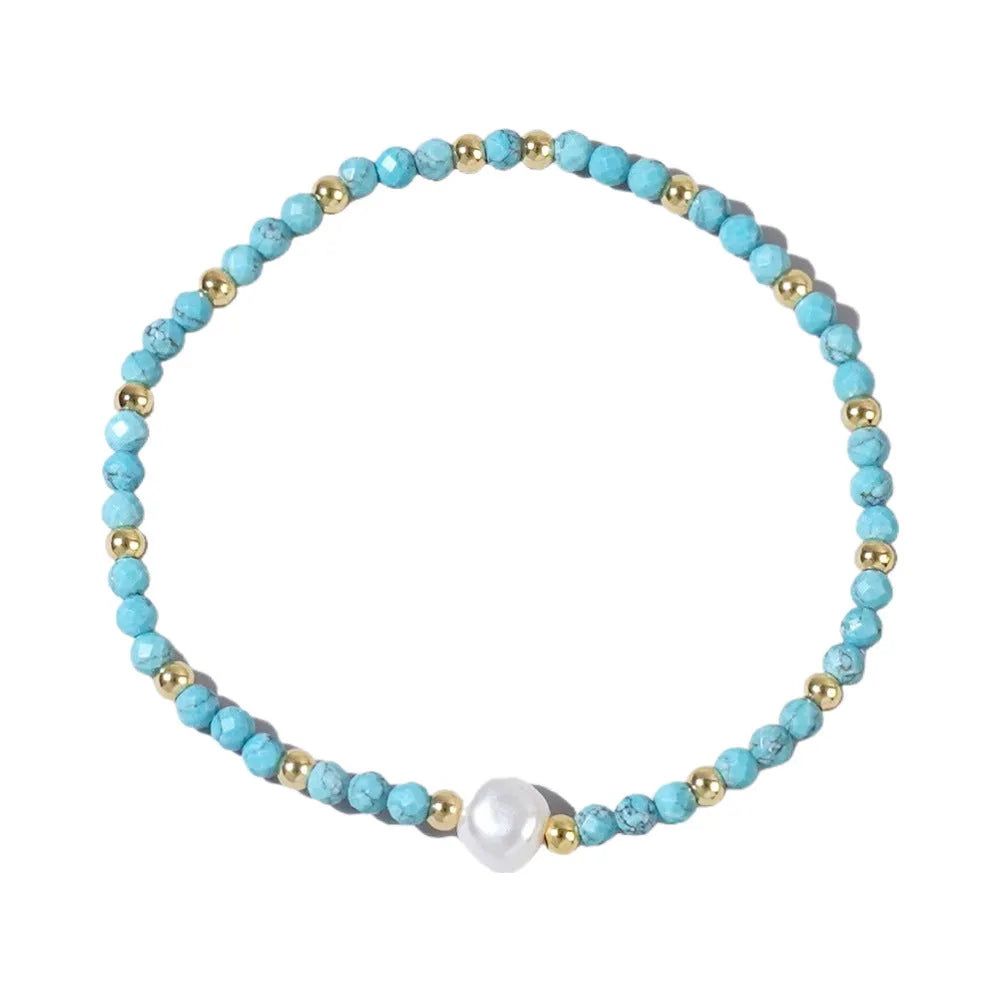 Natural stone geometric bracelet with elliptical elements showing colour variations BB24071801A to O