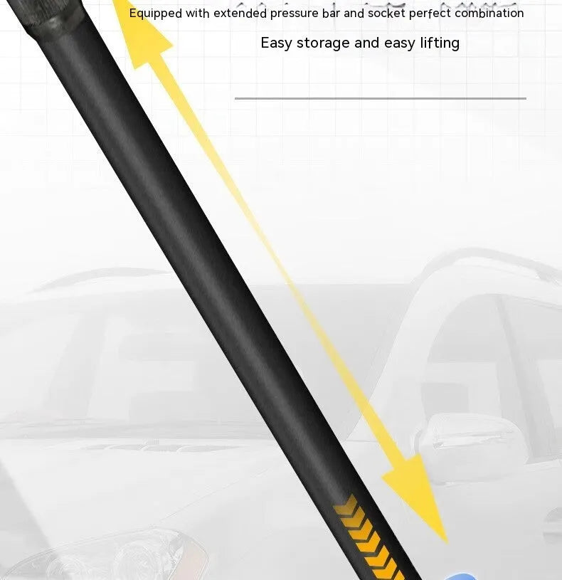 Horizontal hydraulic low-profile car jack with handle for tyre changing