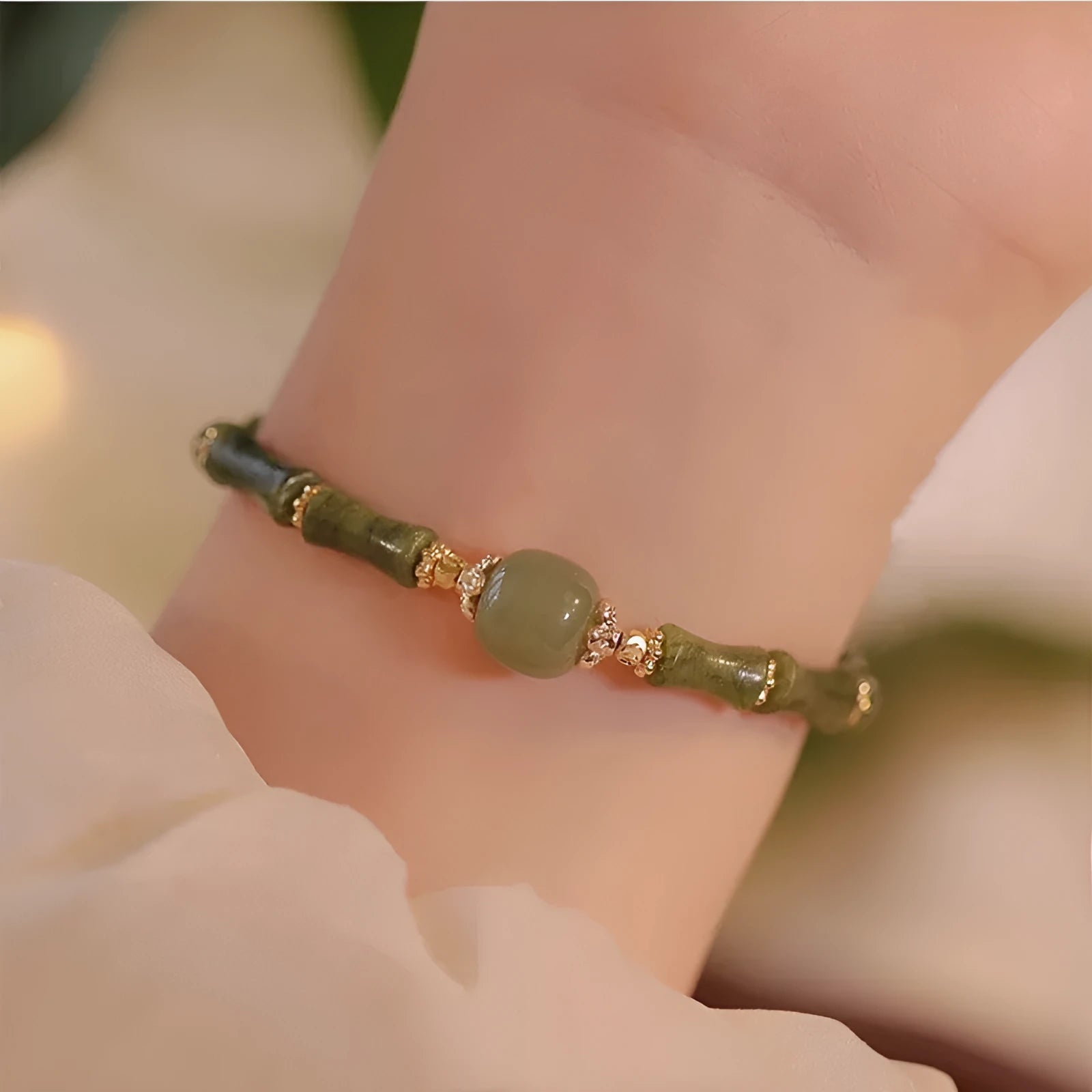 Women's simple geometric Hetian jade bangle bracelet in dark green and light colour options.