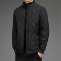Men's fleece-lined stand collar cotton-padded coat in khaki, polyester fill, cold weather wear