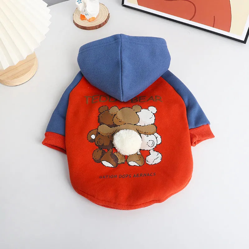 Red cotton dog clothing for small medium breeds like Teddy Bichon French Bulldog Corgi