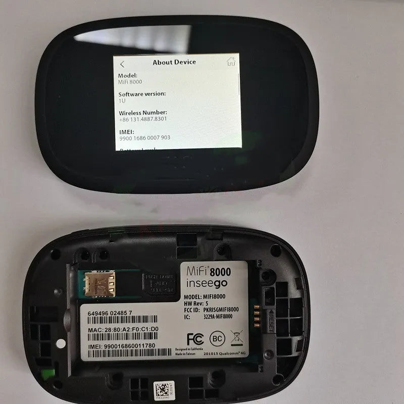 Black portable 4G wireless router showing front display and compact size for mobile internet