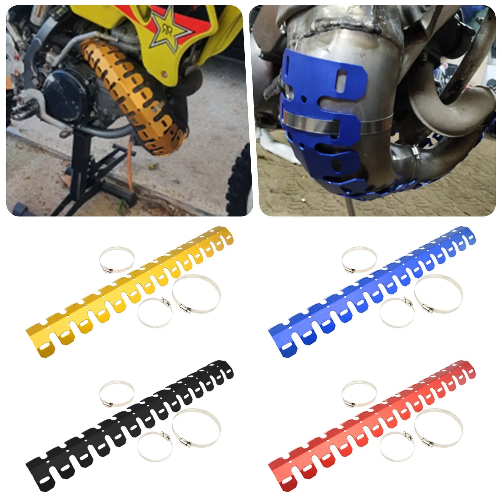 Aluminium alloy exhaust protection cover for off-road motorcycle, 60cm length, red colour