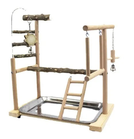 Pepper wood parrot stand pole with tiger skin peony toy and xuanfeng xiaotai stand accessory