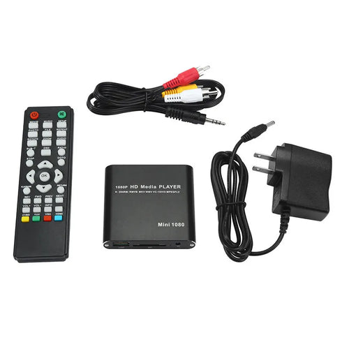 1080p Full HD media player in all-metal construction with HDMI port for SD, USB, and HDD connectivity