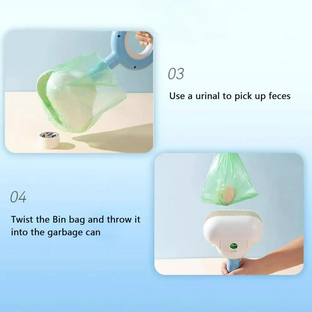 Blue dog pooper scooper with cloud-shaped jaw and comfortable grip handle for outdoor waste pickup