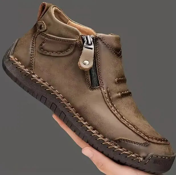 Chelsea plus size men's casual slip-on flat high top shoes artificial PU upper animal pattern sewn line