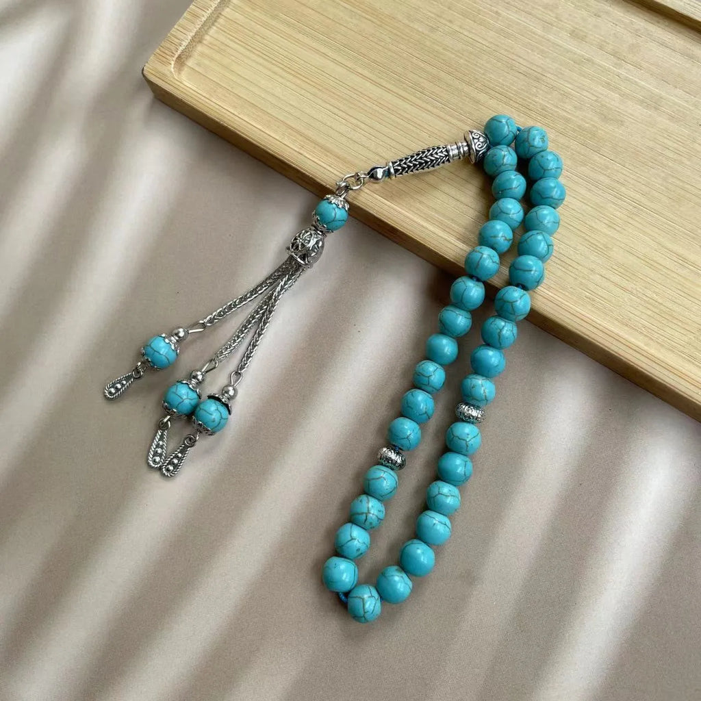 Handmade sky blue stone Muslim worship bracelet with 8mm beads for Islamic prayer counting