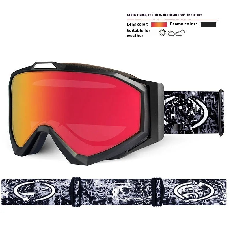 Motorcycle goggles with double layer anti-fog construction in TPU material with storage cloth bag