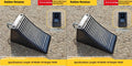 Portable car anti-slip retainer triangle made of rubber and plastic for ramp use, sizes 10x10x16cm and 21x11x10cm.