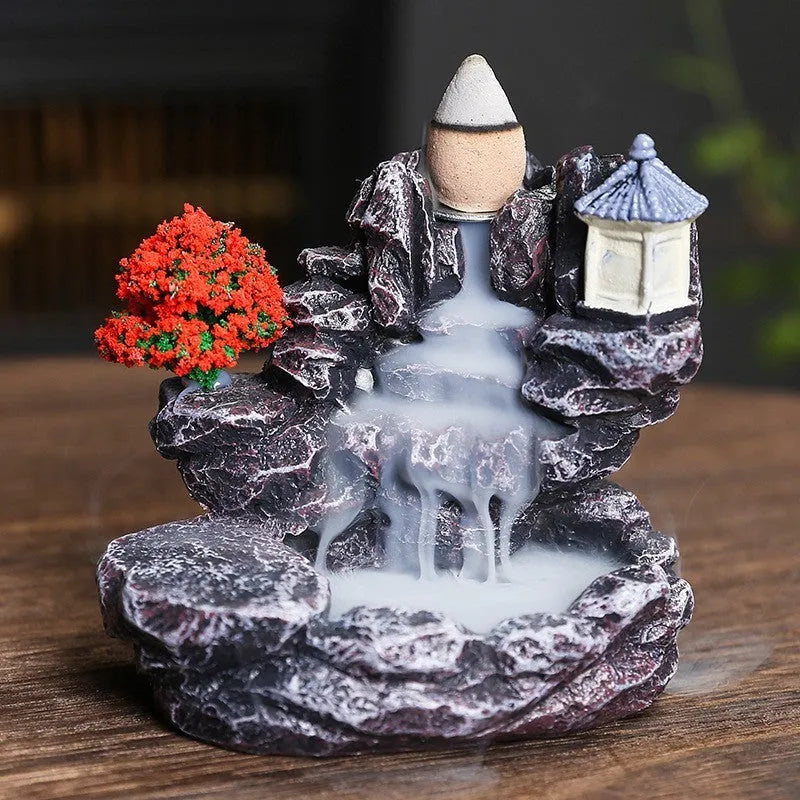 Ceramic backflow incense burner in a modern simple style, shown in one of four colour variations.