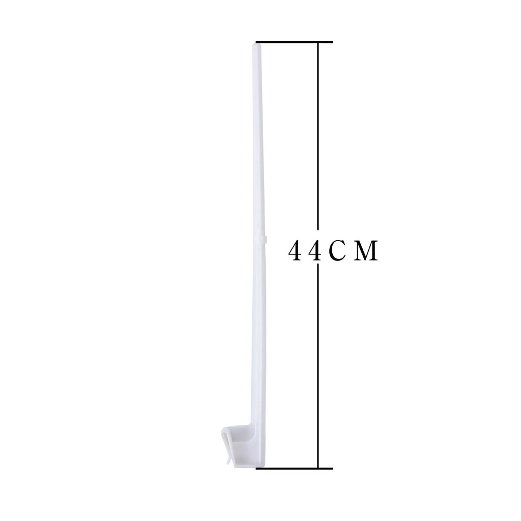 10 white PP plastic car window flag pole holders and mount clips on a plain background.