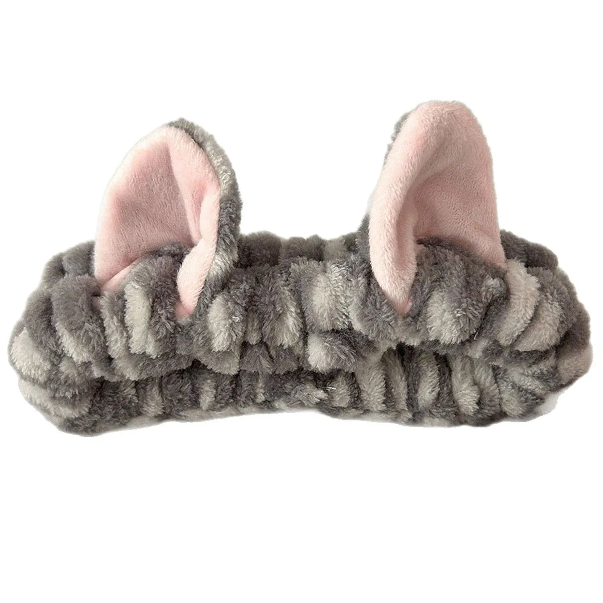 Cat ears plaid cloth face washing hair band set with three pieces and four colour options