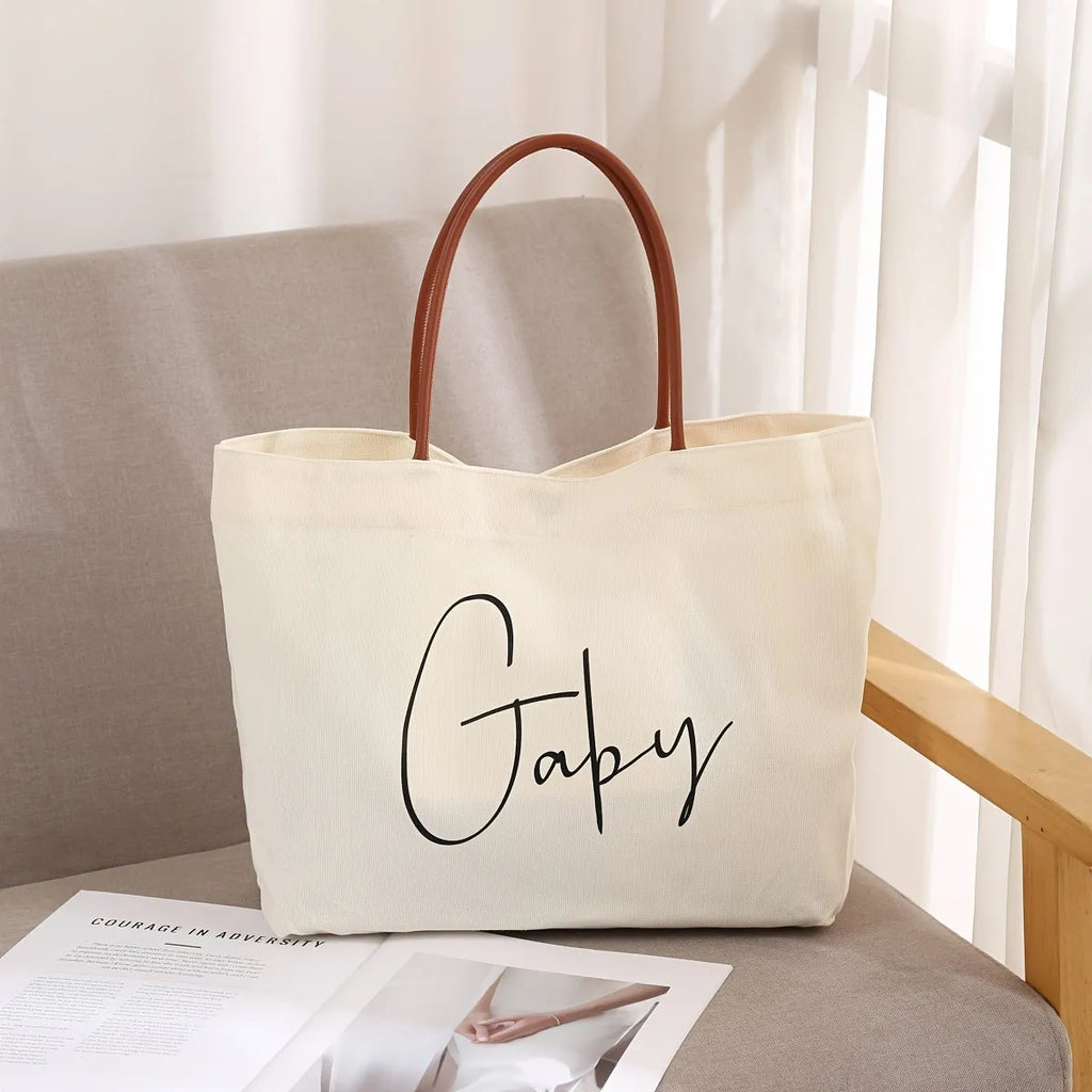 Natural cotton canvas tote bag with 40cm width for shopping and everyday carrying