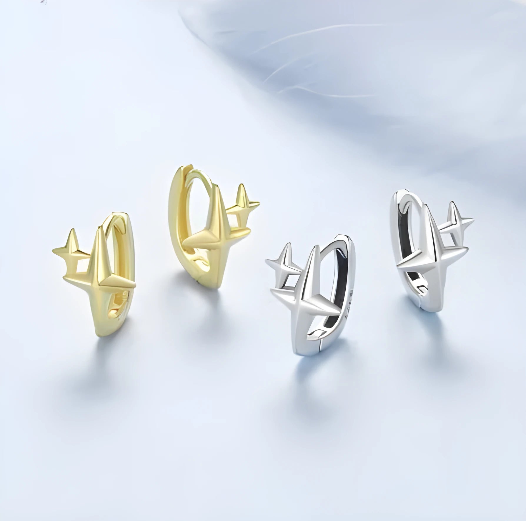 Minimalist star ear clips in oxidised sterling silver with two design options BSE1076 and BSE1076B