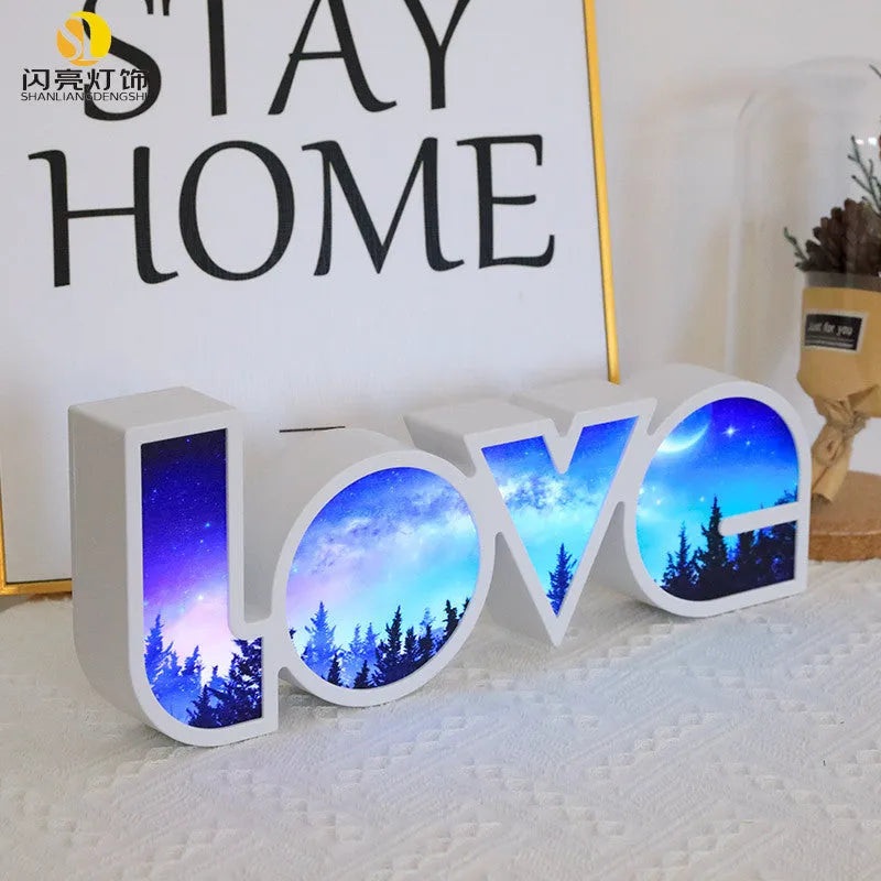 Rainbow style LED LOVE decorative light lamp for Valentine's Day and wedding party decoration.