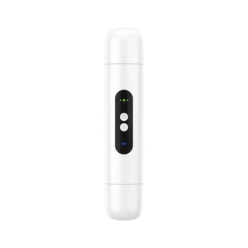 Pink and white portable electric depilator body hair trimmer with USB charging cable