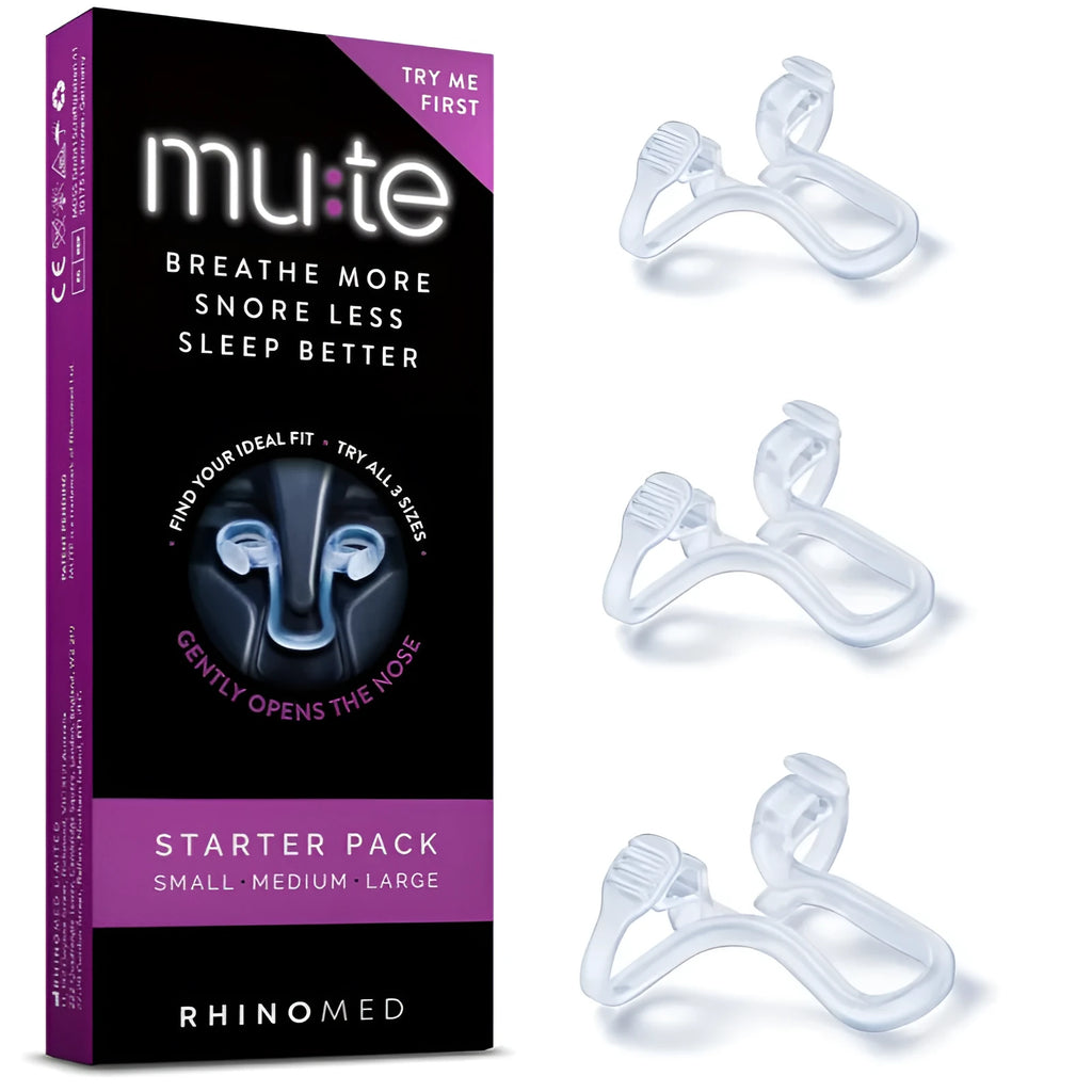 PVC anti snoring nasal dilator in purple, green, red, and blue, with one boxed snoring stopper