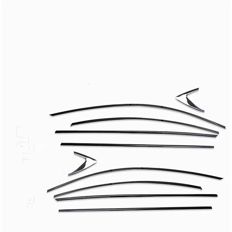 Black titanium stainless steel window trim strip on a white background.