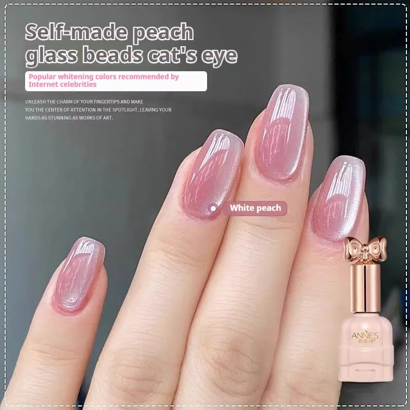 Bottle of micro glass bead cat's eye gel nail polish showing textured finish