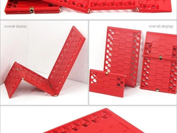 Orange folding vehicle rescue board showing rubber grip surface and folded size