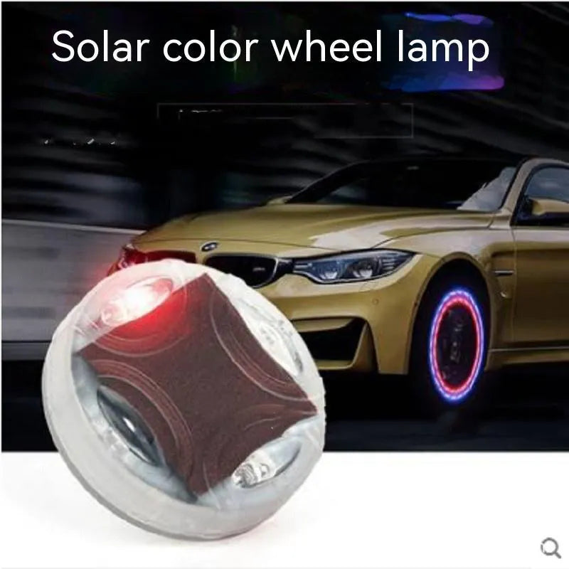Solar LED car tyre valve motorcycle light with 4.5cm diameter and colour adjustable lighting modes