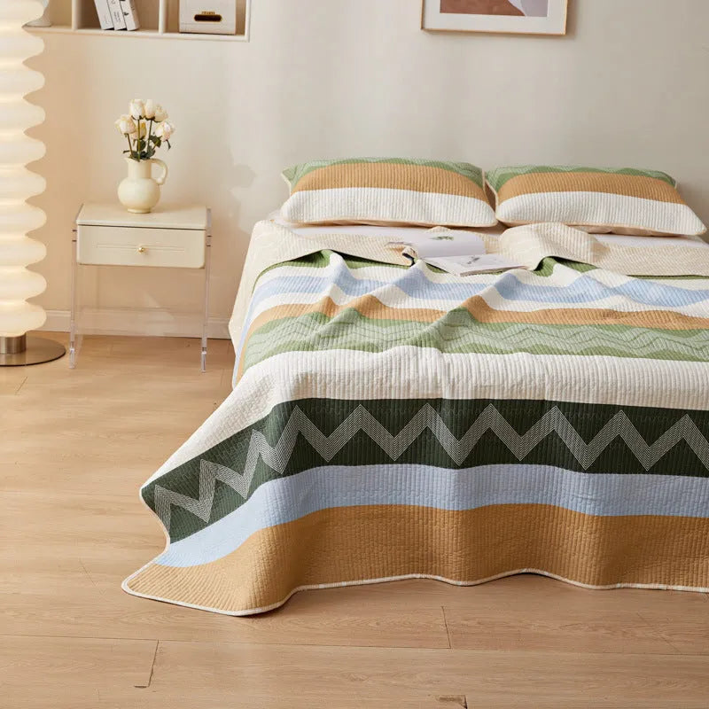 Pure cotton printed bed sheet set in bedspread style for 2.2 metre beds