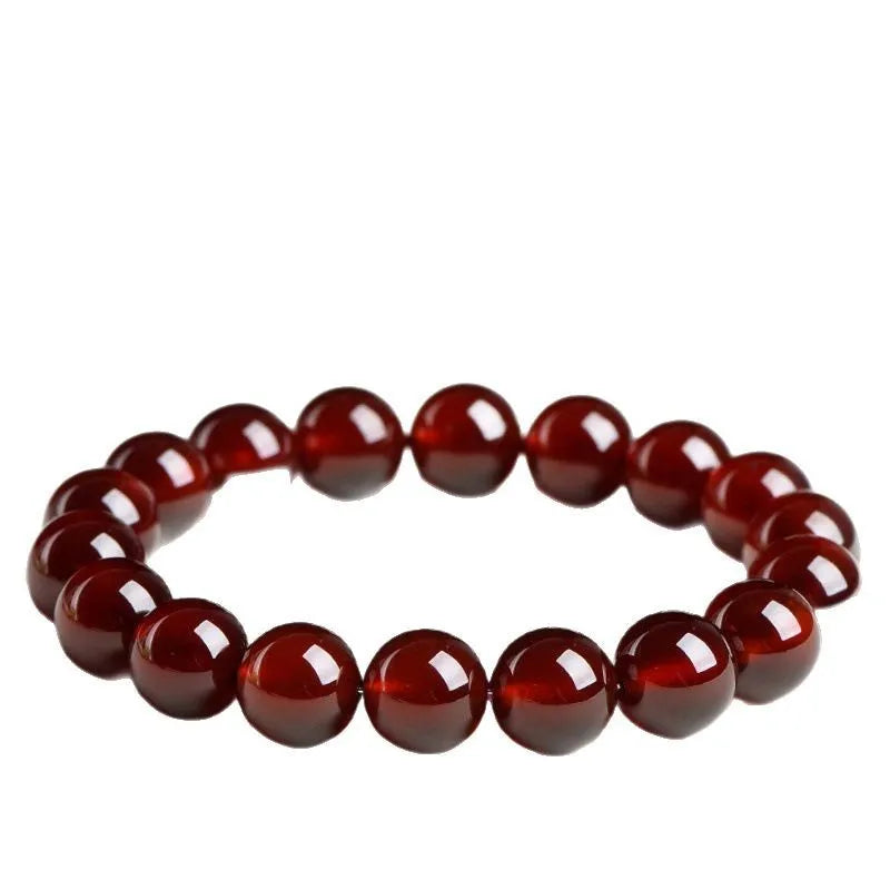Natural orange red garnet crystal bracelet with traditional ruyi design elements in retro unisex style